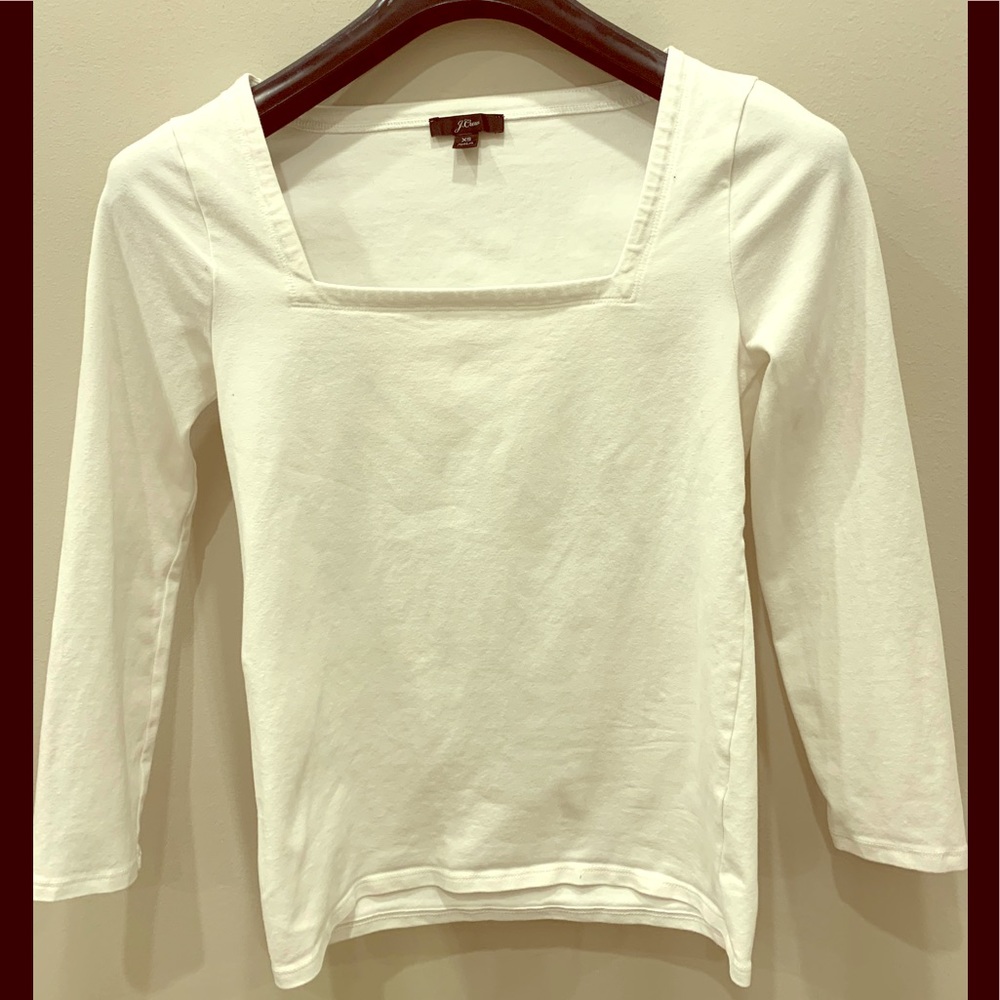 J Crew white square neck tee size xs